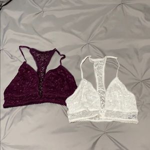 NWOT Harlow Bralettes - Deep purple and white